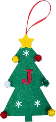 Produktbild von Weihnachtsbaum-Anhänger-Ornament mit Schlüsselband, 26 Buchstaben-Design, Filzstoff, Weihnachtsdekoration zum Aufhängen am Weihnachtsbaum