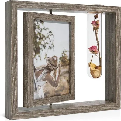 Productafbeelding van Famanu Fotolijst: Draaibare houten lijst met vaas - 10 x 15 cm