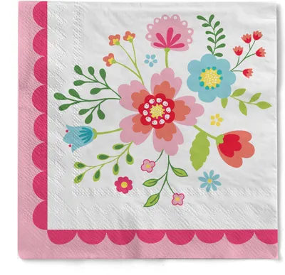 Produktbild von HAPPY PAPER Cocktail-Serviette "Abelia" (Sommerblumen) aus Tissue 3-lagig, 25 x 25 cm, 20 Stück