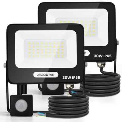 LED-Strahler 30 W 2er-Set 2750 lm Bewegungsmelder IP65 4000 K