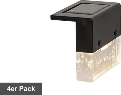 Produktbild von Solar Zaunbeleuchtung ,Bubbly Fence', LED, Dämmerungssensor, 4er-Set, schwarz-transparent