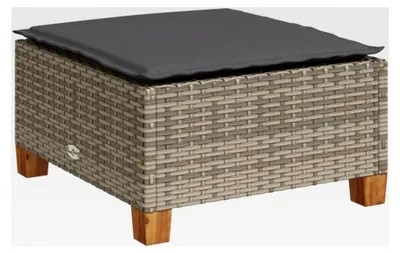 Produktbild von Gartenhocker mit Kissen Grau 63,5x56x32 cm aus Poly Rattan