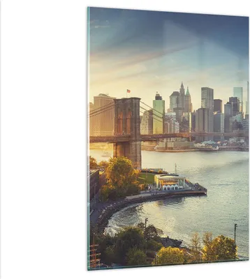 Produktbild von Bilder auf glas - Einteilig - New York Brücke - 80x120cm - Glasbilder - Wandbilder - Bilder - zum Aufhängen bereit - Wanddekoration aus Glas - Glas Bilder - Wandbild auf Glas - GPA80x120-4047