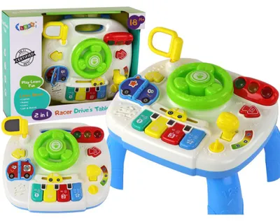 Produktbild von Lean Toys Interaktiver 2-In-1-Lerntisch Für Kleinkinder Lenkrad