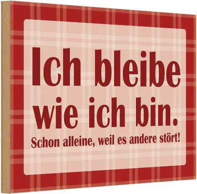 Produktbild von vianmo Holzschild 12x18 cm Ich bleibe wie bin Dekoration