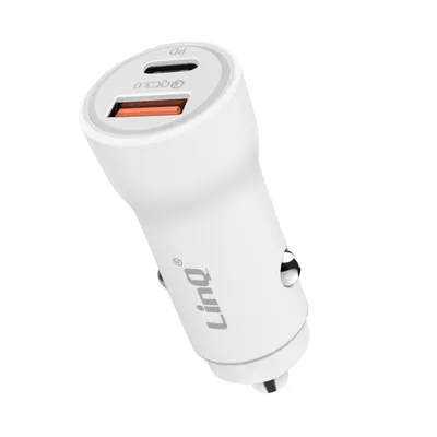 Immagine prodotto di LinQ, caricatore per accendisigari 36W USB-C e ricarica rapida USB, bianco
