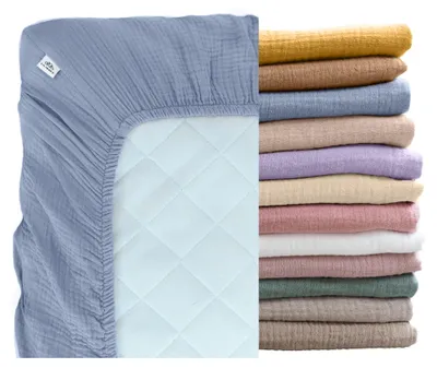 Productafbeelding van Mousseline kinderlaken 140x200 cm Blauw - hoeslaken, 100% katoen