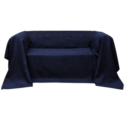 Zdjęcie produktu dla vidaXL Narzuta na sofę z mikrozamszu granatowa 270 x 350 cm