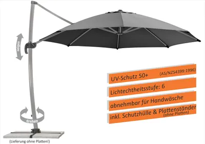 Produktbild von Schneider Sonnenschirm RHODOS rondo 350/8 anthrazit, ohne Platten mit Plattenständer 792-15