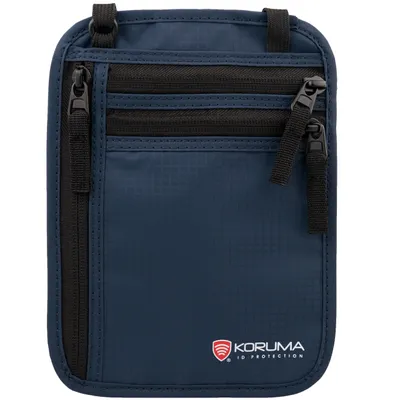 Produktbild von Dünne Versteckte RFID-Brusttasche, Sicherer Reise-Brustbeutel für den Hals, Geldbörse für Reisen mit RFID-Schutz, Diebstahlschutz-Passhülle / KORUMA®