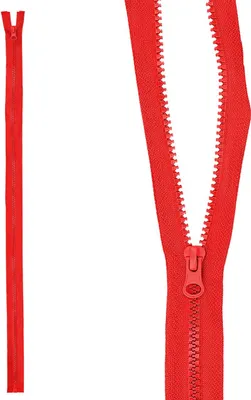 Produktbild von mumbi Reißverschluss teilbar 5mm 70cm Rot Kunststoff Reißverschlüsse mit Zipper grobe Zähne
