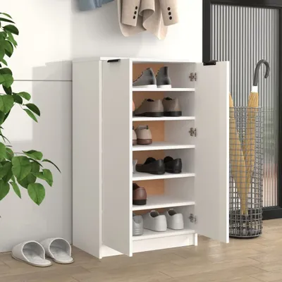 Produktbild von Eleganter Möbel Schuhschrank Weiß 59x35x100,5cm Holzwerkstoff - CJG247735 - Schuhregale