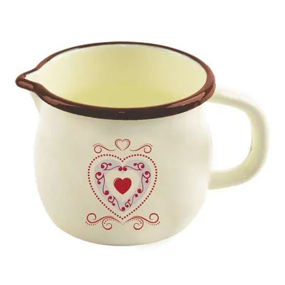 Produktbild von ORION Emaille-Becher emaillierter Trinkbecher mit Henkel 10 cm HERZ