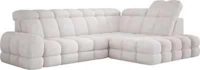 Obrázek produktu pro DomoHome rohová sedací souprava Tollo bílá látka antologie pravá strana 302x217x105 cm, sedací souprava ve tvaru L s funkcí spánku, rozkládací základna 120x85x17 cm, elektricky nastavitelná