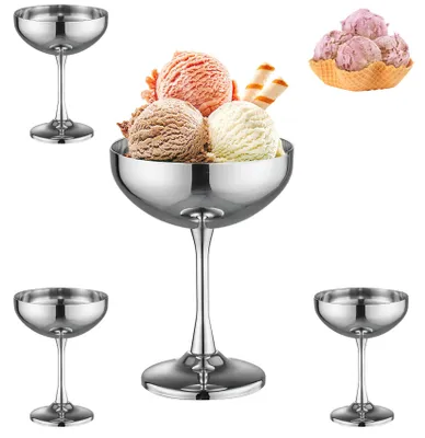 4er-Set Edelstahl-Eisbecher, 270 ml, unzerbrechlich, spülmaschinenfest