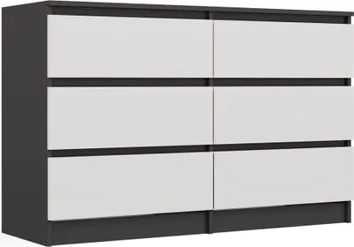 Zdjęcie produktu dla Szeroka komoda z szufladami TAAVI - antracyt / biel
