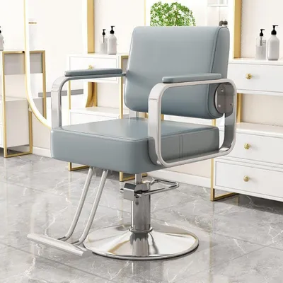 Produktbild von 360Home Stuhl für den Friseursalon,friseur,Friseursalon-Stuhl, Drehstuhl mit Armlehnen, verstellbar, drehbar,blau silber