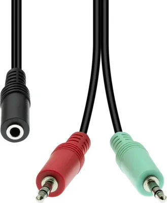 Image de Mini-jack 4 pôles vers 2x 3 pôles câble f-m noir 40cm