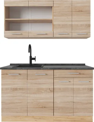 Produktbild von Vicco Single Küche R-Line, 140 cm , AP Anthrazit, Sonoma/Goldkraft Eiche