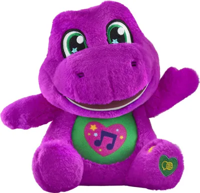 Produktbild von Fisher-Price Barneys Welt Sing-mit-mir-Barney aus Plüsch, 25 cm große Figur, Lieder, Geräusche und weicher Griff, Dinosaurier, 2 Jahr(e), Interaktiv, Mit Ton, AAA, Akkus/Batterien enthalten