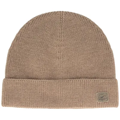 Göttmann einfarbige Umschlag-Strickmütze aus 100% Wolle in beige