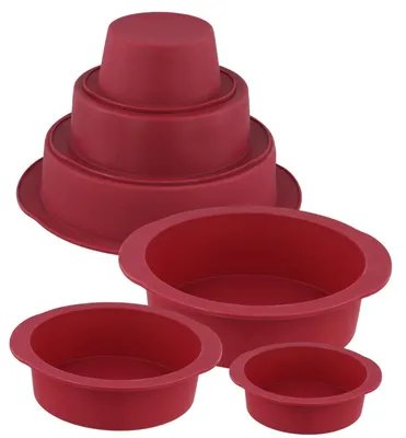 Produktbild von Omgoods – 6-teiliges Set aus Silikon-Backformen – Rund, antihaftbeschichtet, für Kuchen und Desserts