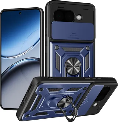 Produktbild von Outdoor Panzer Hülle für Google Pixel 9A Handyhülle mit Kameraschutz Ringhalter Cover in Blau