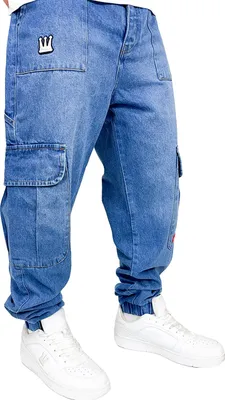 Obrázek produktu pro DADA Worker baggy jeans blue v cargo vzhledu velikost: 31W