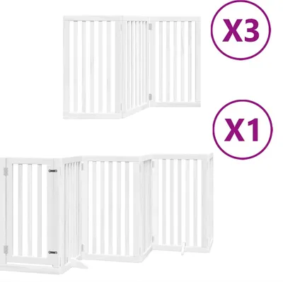 Immagine prodotto di vidaXL Cancelletto per cani a 15 pezzi con porta Pieghevole Bianco 750 cm Legno di pioppo