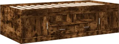 Image de Lit de jour avec tiroirs sans matelas chêne fumé 90x200 cm
