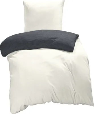 Produktbild von Winter Biber Bettwäsche Meliert Melange Baumwolle Kuschelig Warm Weich Flanell, Größe:2 teilig 135x200 cm, Farbe:natur beige / anthrazit