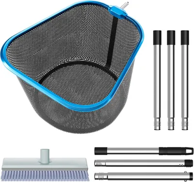 Produktbild von Pool Reinigungsset 180 cm, Teleskopstange, Keschernetz 40x36x25 cm, 1,5 m Bürste, für Schwimmbecken