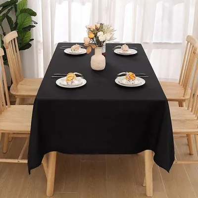 Produktbild von Ibenzoa® wasserabweisende Tischdecke 140 x 220 cm mit Lotuseffekt – Polyester, Schwarz, pflegeleicht für Innen und Außen