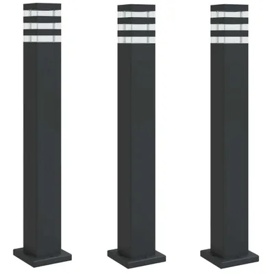 Produktbild von vidaXL Wegeleuchten 3 Stk. Schwarz 80 cm Aluminium