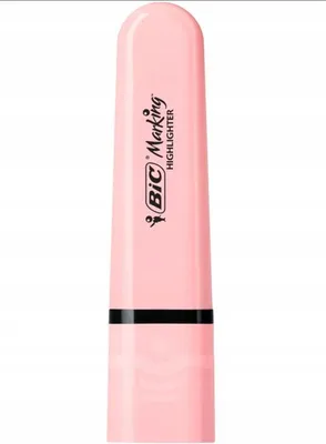 Image de Marqueur BIC rose pastel, pointe oblique, idéal pour l'école et les notes