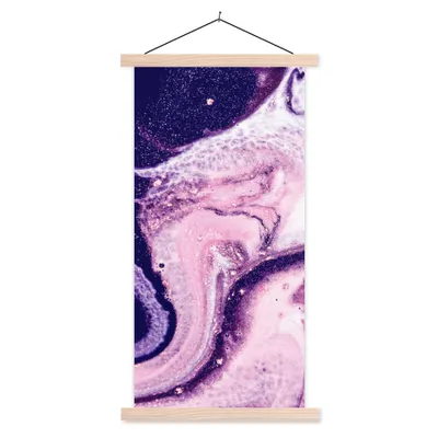 Produktbild von MuchoWow® Textilposter Marmor - Glitzer - Chic 60x120 cm mit holzfarbenen Rahmen - Holz