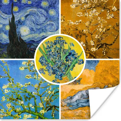 Produktbild von MuchoWow® Poster Van Gogh - Collage - Sternennacht 100x100 cm - Babyzimmer