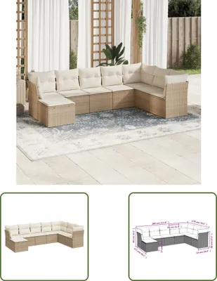 Produktbild von The Living Store 8-tlg. Garten-Sofagarnitur mit Kissen Beige Poly Rattan