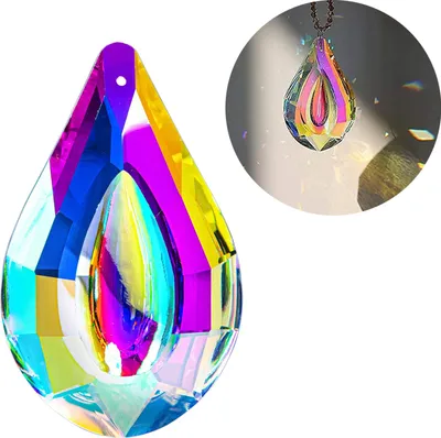 Image de Boules en cristal, cristaux à suspendre, lot de 2, boules en cristal, capteurs de soleil, cristaux arc-en-ciel, pendentifs prismatiques pour fenêtres, décoration prismatique pour la maison