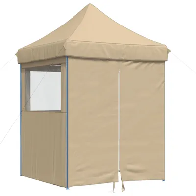 Produktbild von vidaXL Partyzelt Faltbar Pop-Up mit 4 Seitenteilen Beige