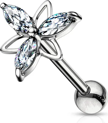 Produktbild von viva-adorno 1,2mm Helix Piercing Kristall Blüte Blume Stecker Cartilage Ohrpiercing Knorpelpiercing 316L Chirurgenstahl Z515.D9