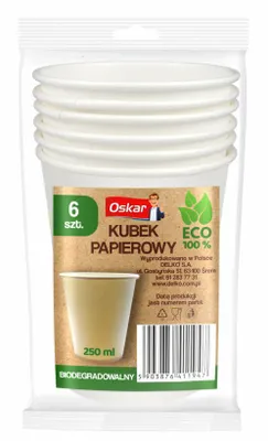Obrázok produktu pre Oskar, Papierové poháre 250 ml, 6 kusov