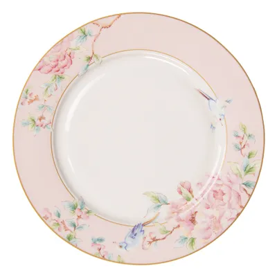 Immagine prodotto di Piatto da portata Clayre & Eef Ø 27 cm Fiori di porcellana bianca e rosa