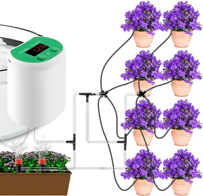 Produktbild von Automatisch Pflanzen Bewässerung Bewässerungssystem Wasser-Sprinkler Pflanzenbewässerung mit Wassertimer, Pumpe Tropfbewässerung Kit für Urlaubspflanzen Bewässerung