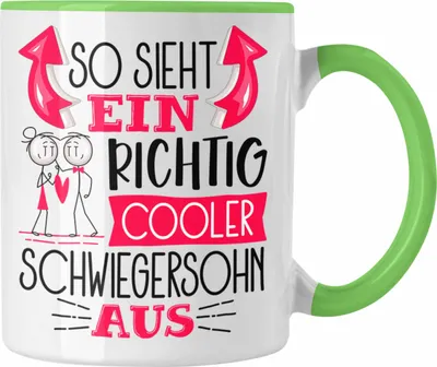 Produktbild von Trendation - Schwiegersohn Tasse Geschenk So Sieht Ein RIchtig Cooler Schwiegersohn Aus Geschenkidee Lustiger Spruch Geburtstag Becher Kaffeetasse (Grün)