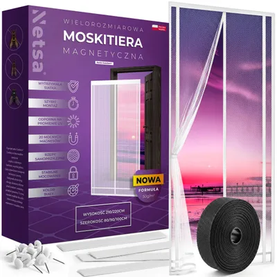 Produktbild von Netsa | Magnetisches Fliegengitter 80/90/100×210/220 cm Weiß – Insektenschutz Tür – Selbstschließend Mit Magneten Für Balkon Und Eingang