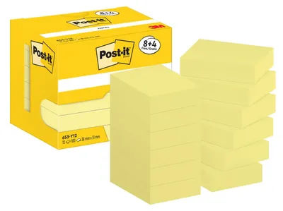 Image de Post-it  653-Y12  Post-it Notes Haftnotizen, 51 x 38 mm, gelb
