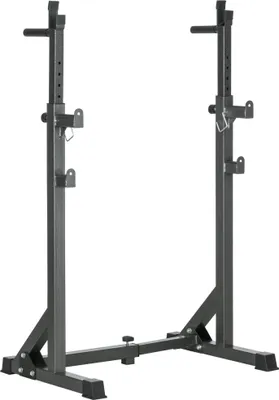 Produktbild von Langhantelständer - Squat Rack - Höhenverstellbar - Breitenverstellbar - Stahlrahmen - Freistehend - Für Krafttraining - Schwarz