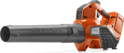 An orange and gray Husqvarna leaf blower is shown against a white background.