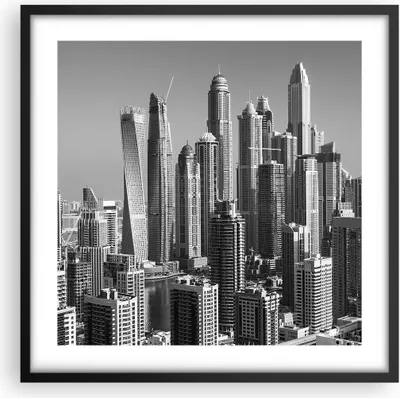 Produktbild von Gerahmtes Poster - Schwarzer Rahmen - Wolkenkratzer Fotografie Dubai - 50x50 cm - Wand Bild - Wanddeko - Wandbilder - Kunstposter - Wandposter - Bilderrahmen - Bilder - Kunstdruck - P2BAC50x50-4388